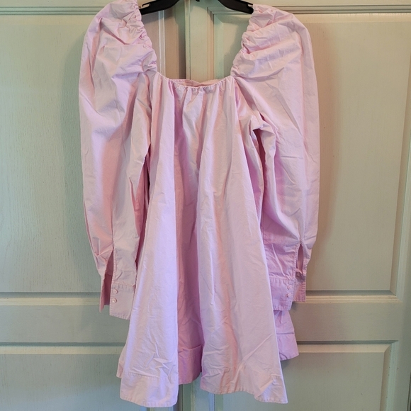 H&M Baby Pink Long Puff Sleeve Cotton Mini Dress - Picture 5 of 8